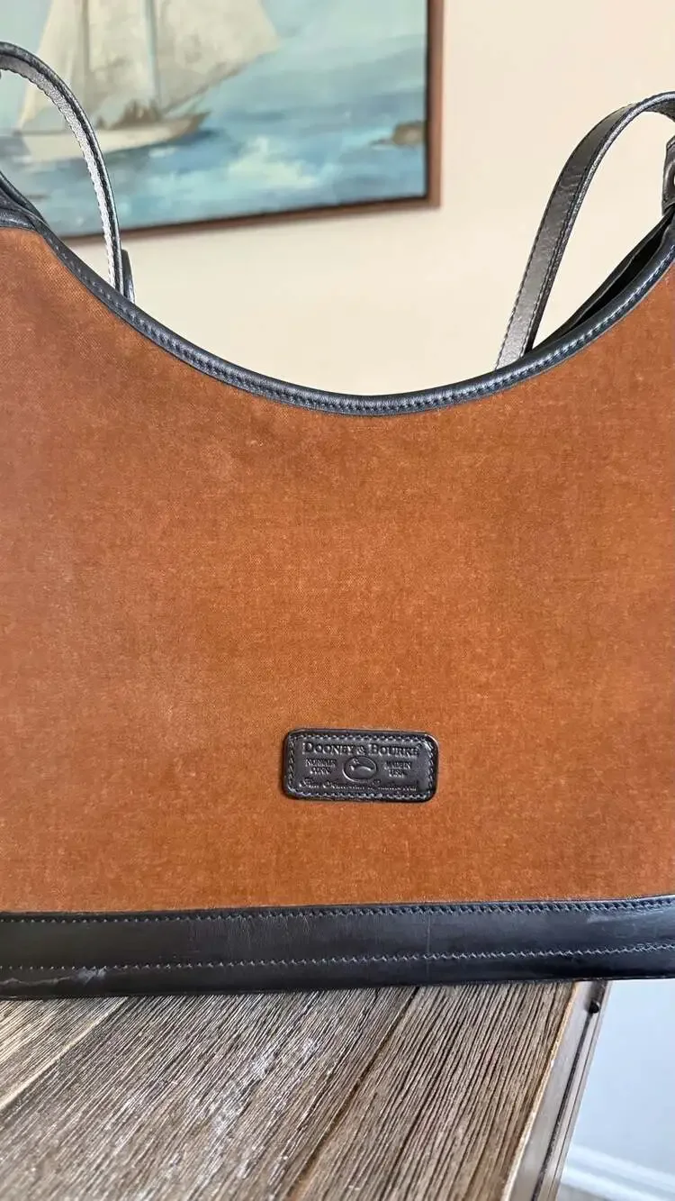 Vintage Dooney & Bourke Suede and Leather Hobo Shoulder Bag